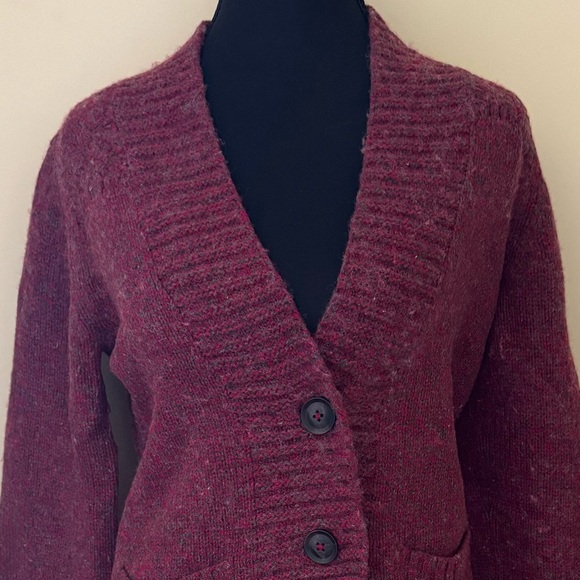Eddie Bauer Women's‎ Knitted Open Front Wool Blend Cardigan, Burgundy Red, SZ XS - Picture 6 of 14